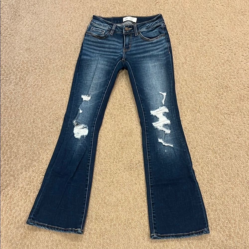 BKE Women's Dark Blue Distressed Jeans